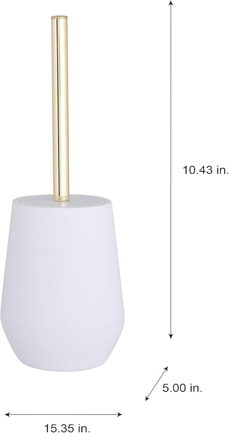 White and Gold Soft Touch Toilet Brush with Holder