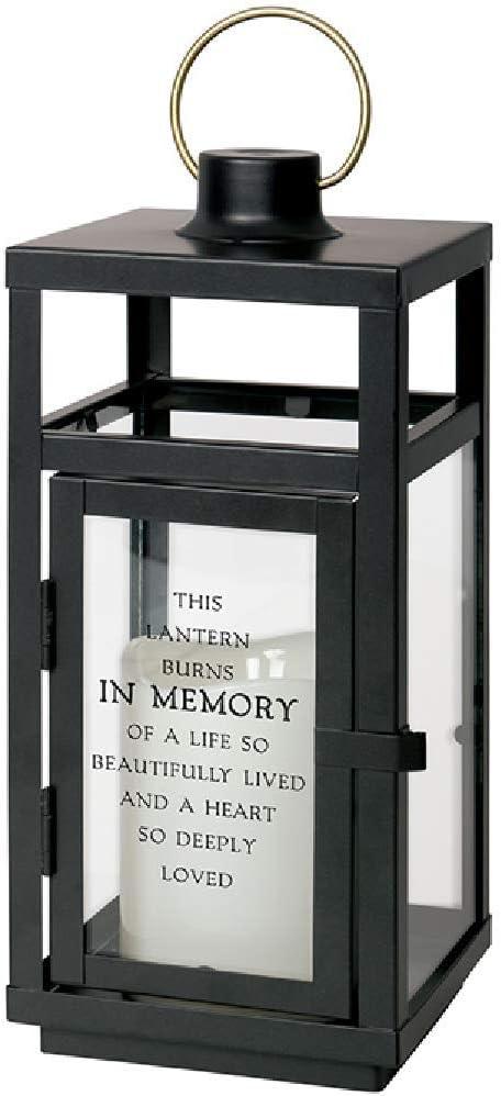 Black Metal Flameless LED Memorial Lantern