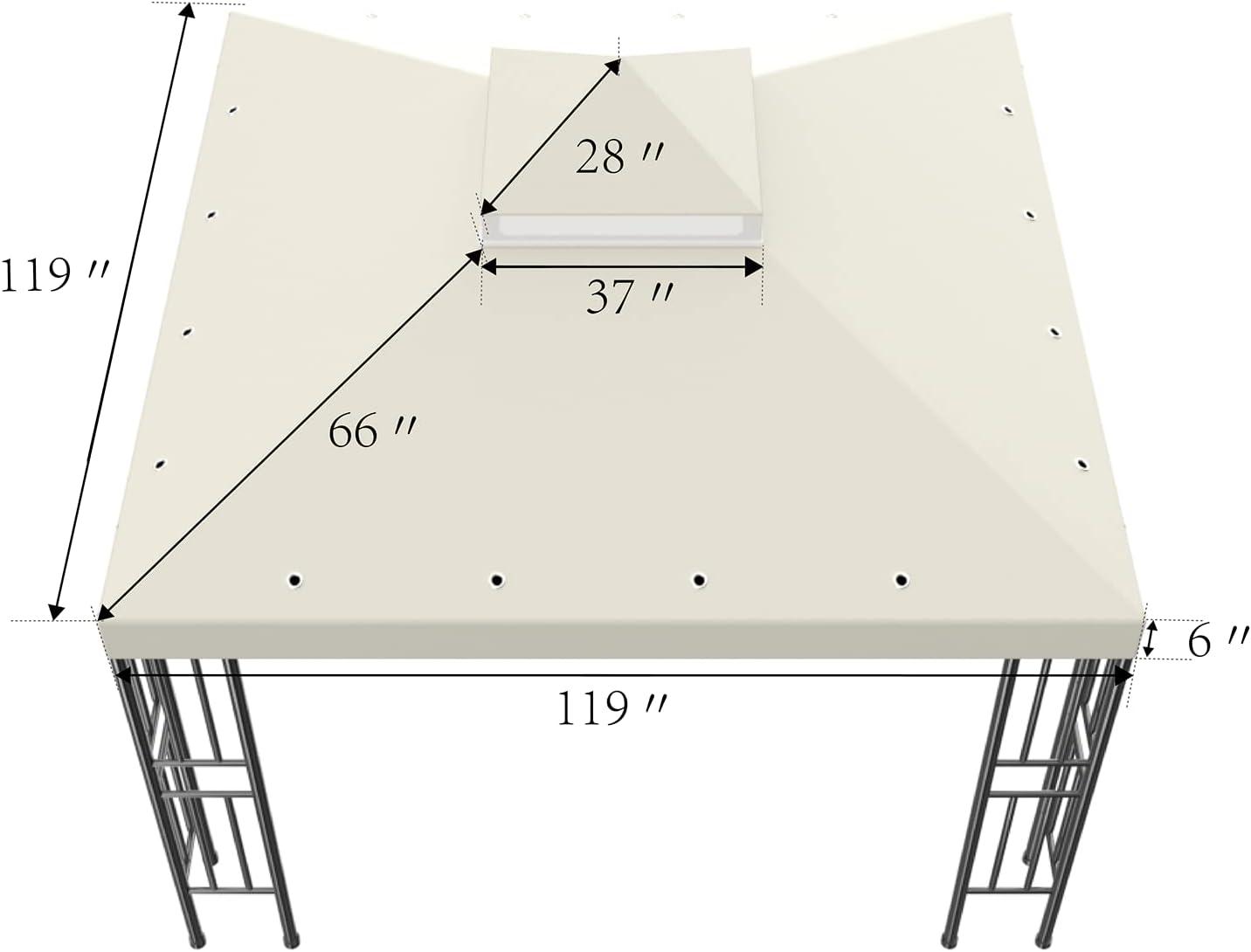 Beige Double Tiered 10x10 FT Gazebo Replacement Canopy Cover