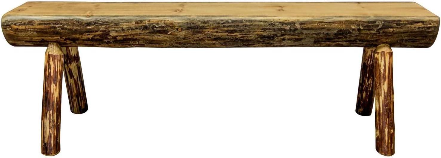 Glacier Country Collection Half Log Bench, Exterior Stain Finish, 45 Inch