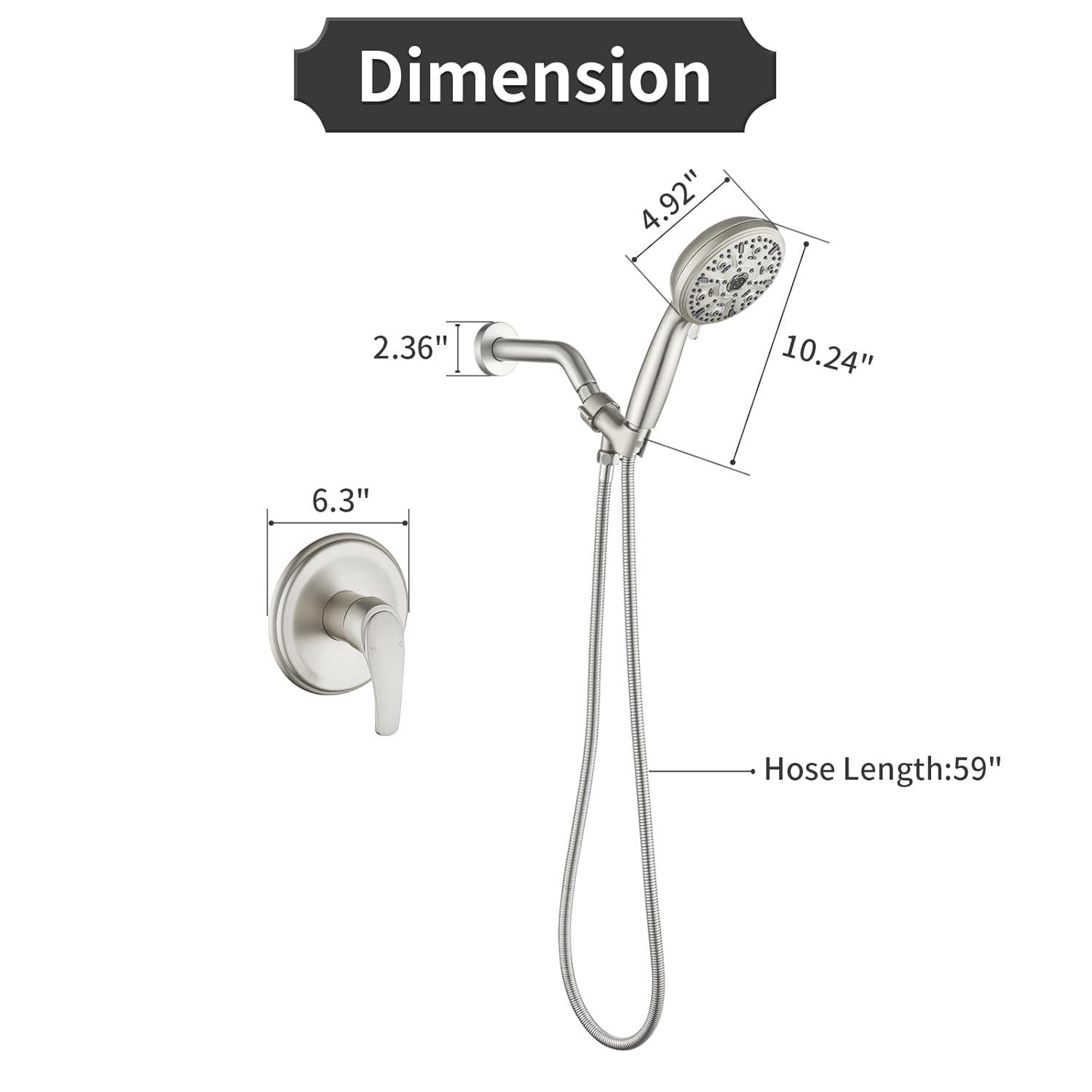 Single-Handle Shower Faucet Set Shower Kit with Valve Shower Trim Kit with 10 Spray Handheld Shower Head System Shower Valve and Trim Kit Brushed Nickel Shower Fixtures