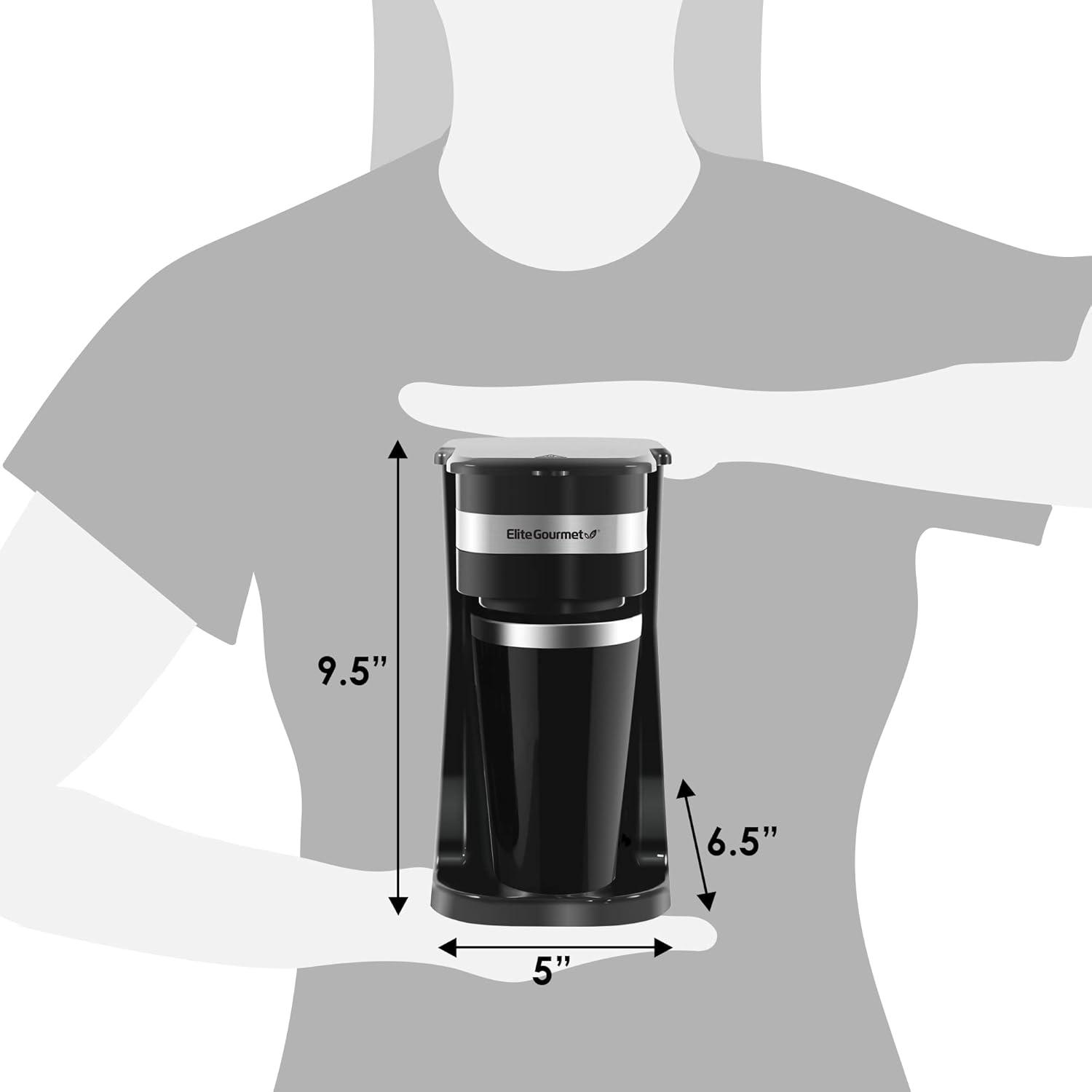 Elite Black Single Serve Coffee Maker with Travel Mug