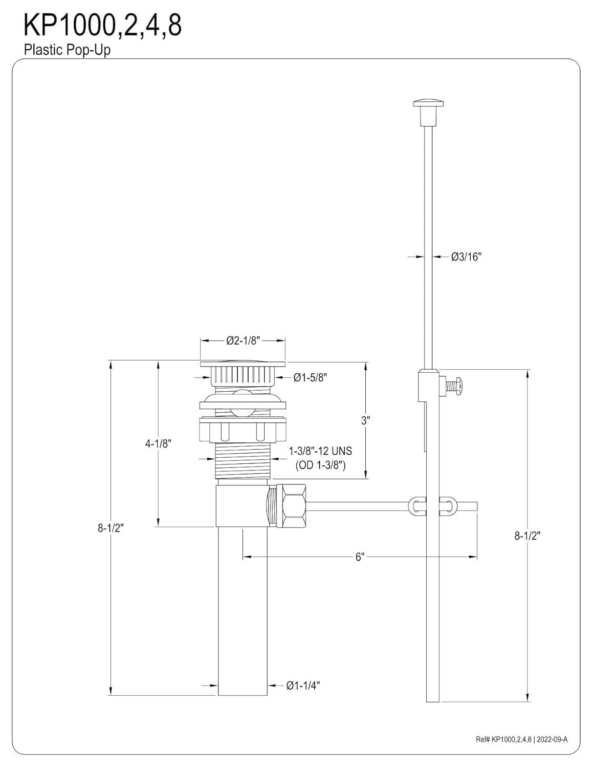 Kingston Brass Plastic Pop-Up Bathroom Sink Drain with Overflow