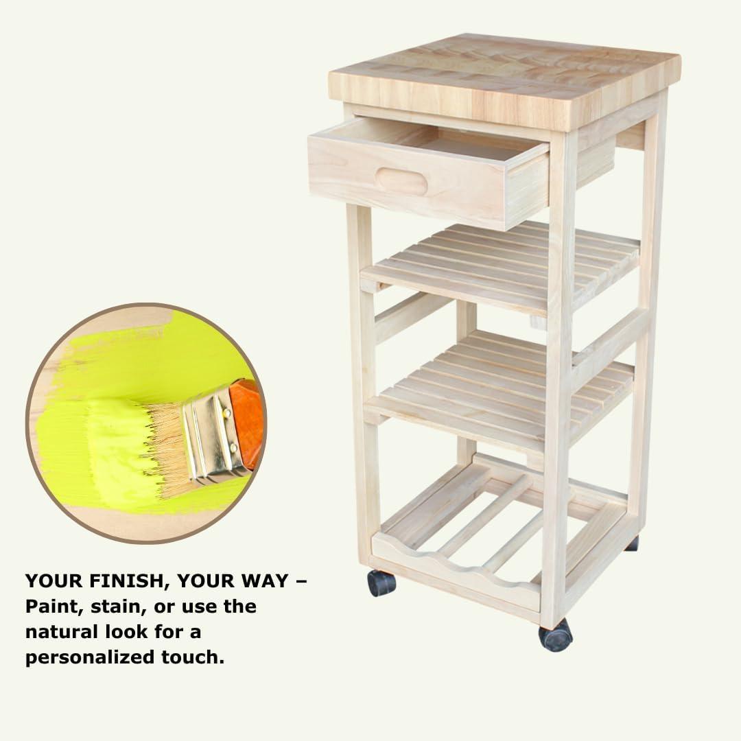 Ashley Kitchen Trolley - Unfinished - International Concepts