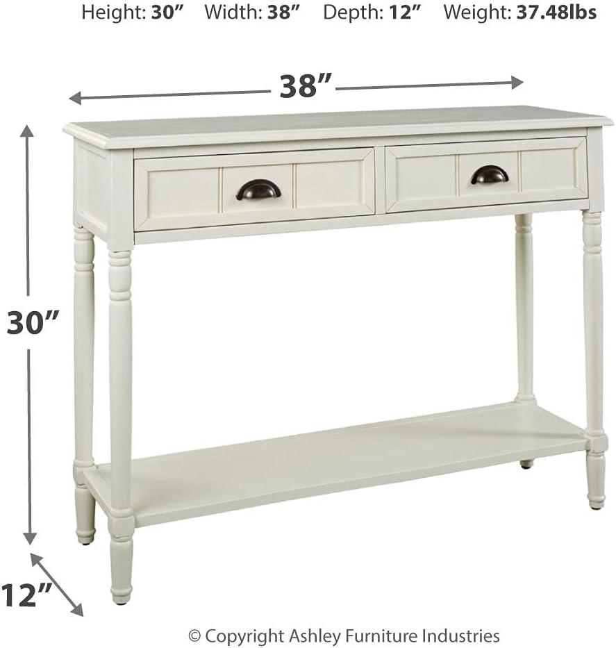 Goverton Sofa and Console Table White - Signature Design by Ashley: Vintage Entryway Storage with Shelves