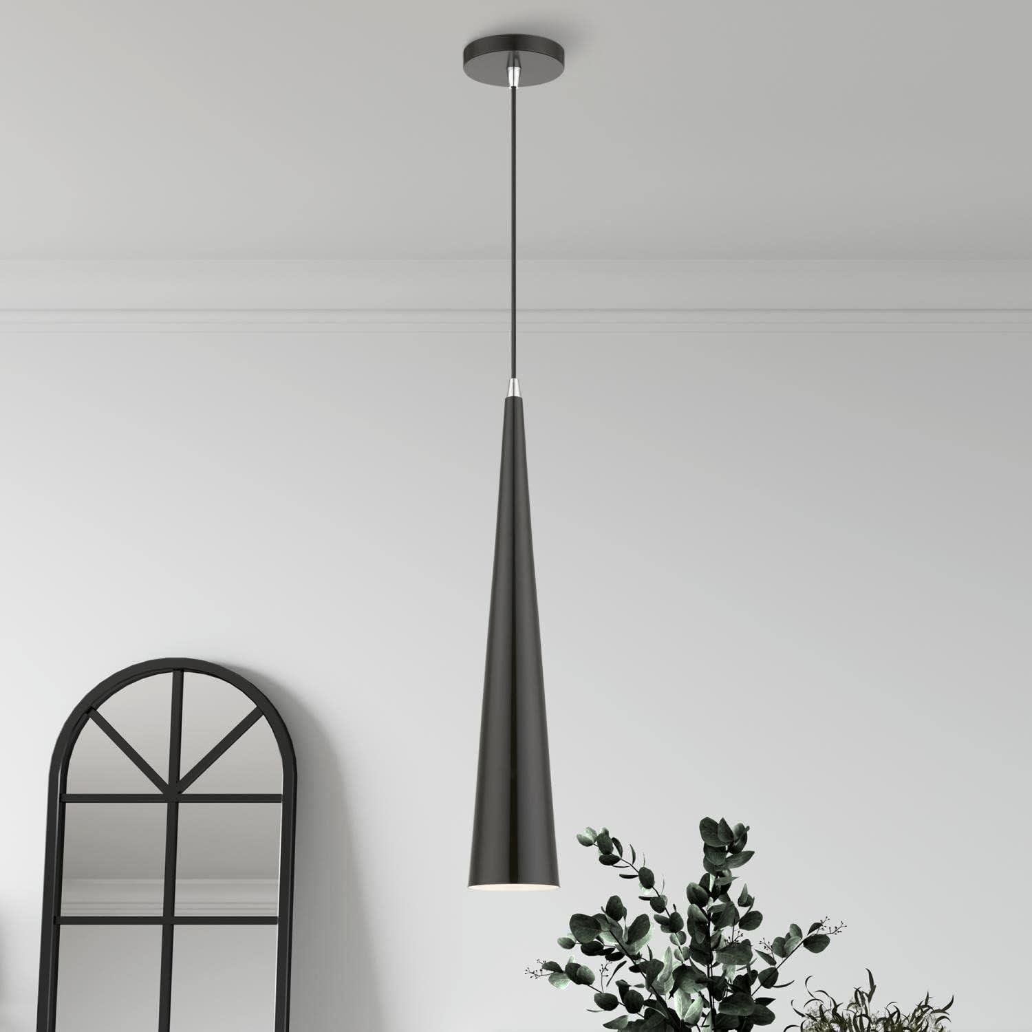 Livex Lighting Andes 1 - Light Pendant in  Shiny Black/Polished Chrome