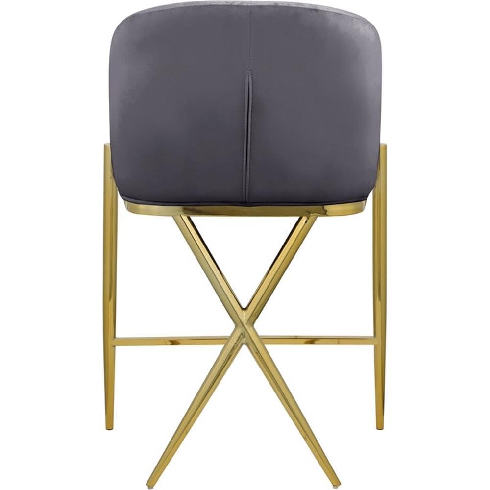 Meridian Furniture Xavier Gray Velvet Counter Stool with Gold Metal Legs