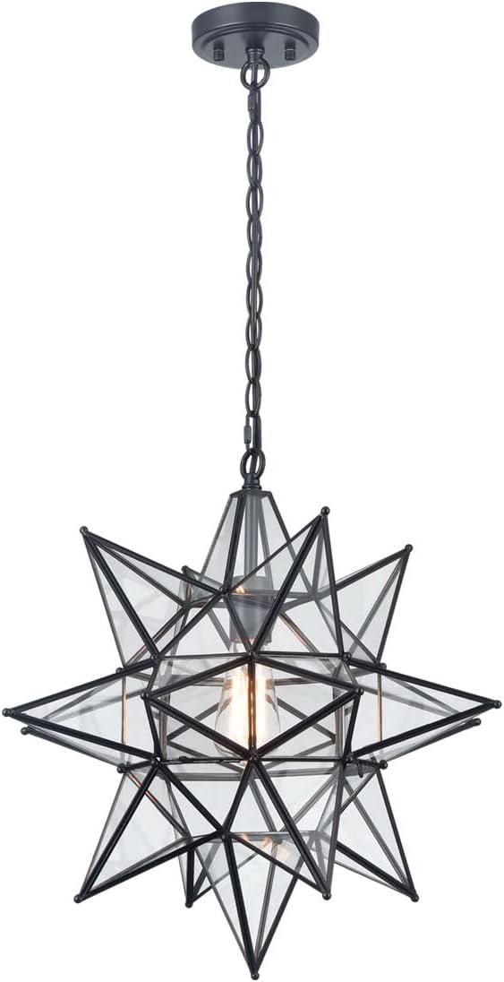 Boho Moravian Star Pendant Light 20 Inch Large Black Hanging Light