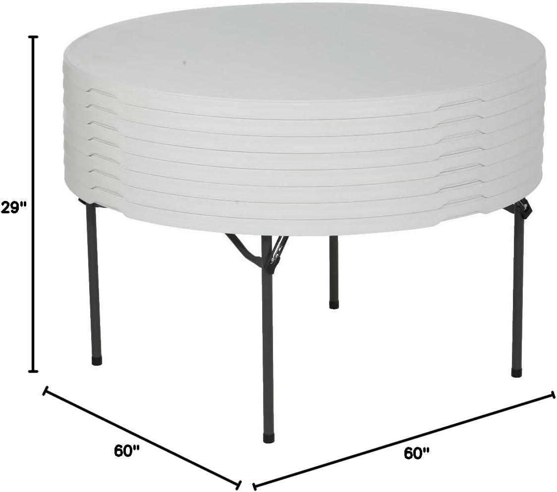 Almond Round 60-Inch Plastic Folding Banquet Table Set