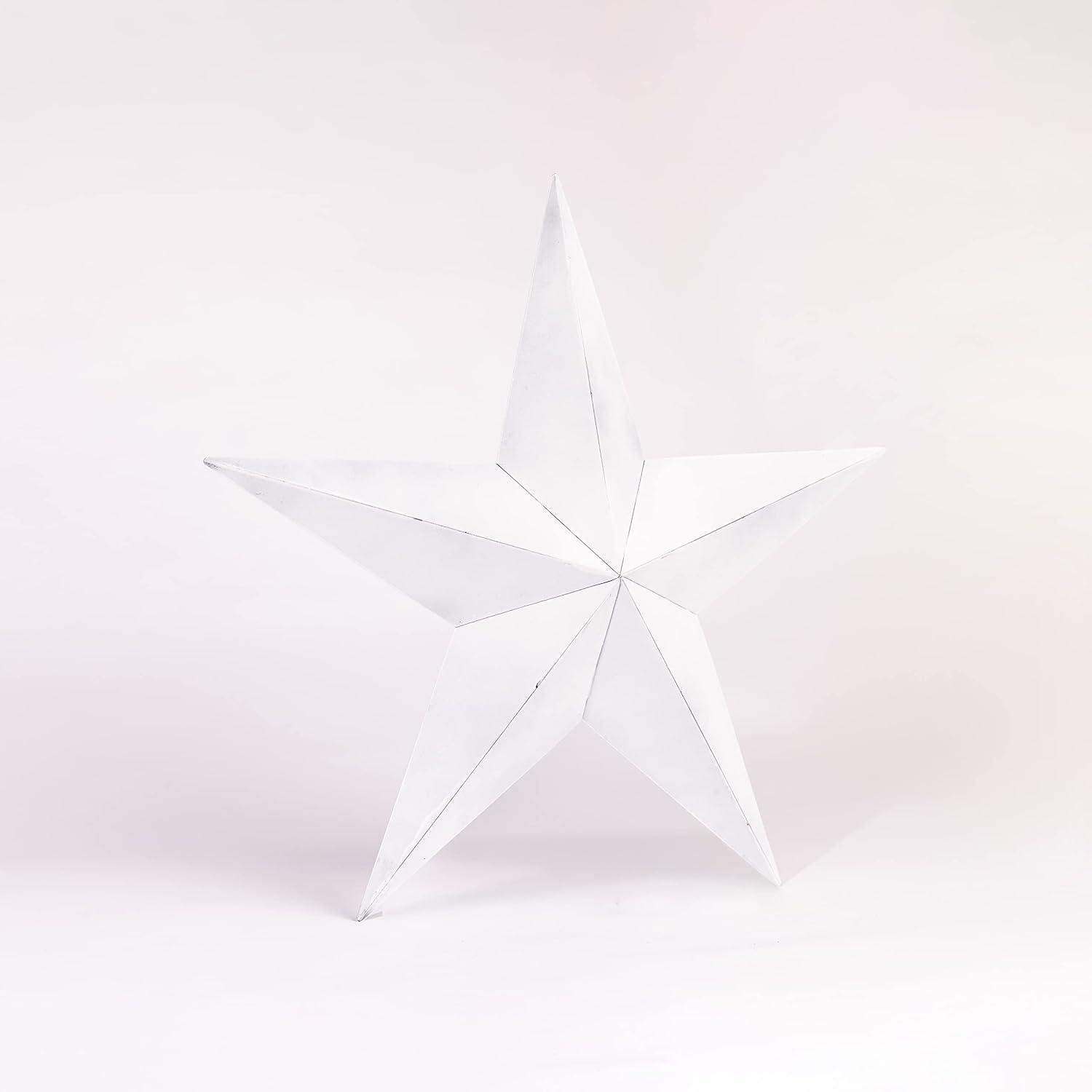 The CWI Gifts Metal Barn Star - 24" Galvanized Hanging Star - Farmhouse Wall Decor - White - 1, 24.00" x 24.00"
