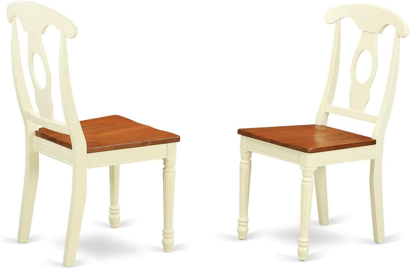 East West Furniture Dublin 3-piece Dining Set with Solid Pedestal in Cream