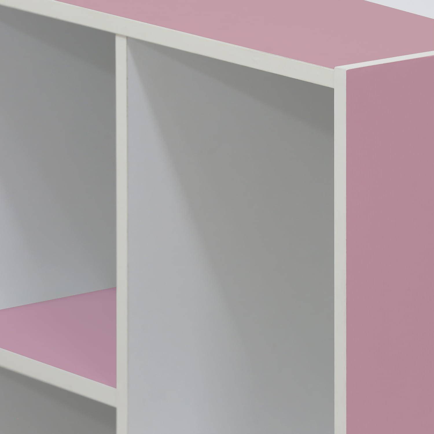 Furinno 5 Cube Reversible Storage Bookcase Open Shelf Organzier Horizontal Vertical,Pink