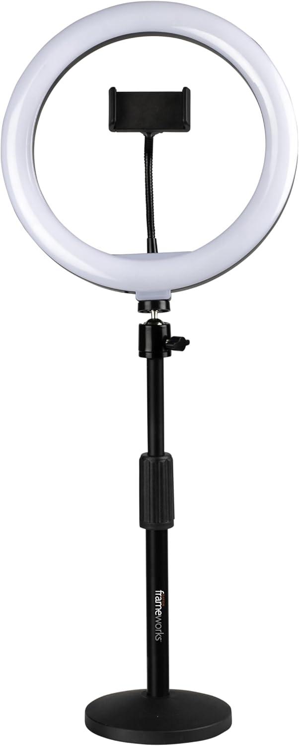 Gator 10" LED Desktop Ring Light Stand With Phone Holder and Compact Weighted Base