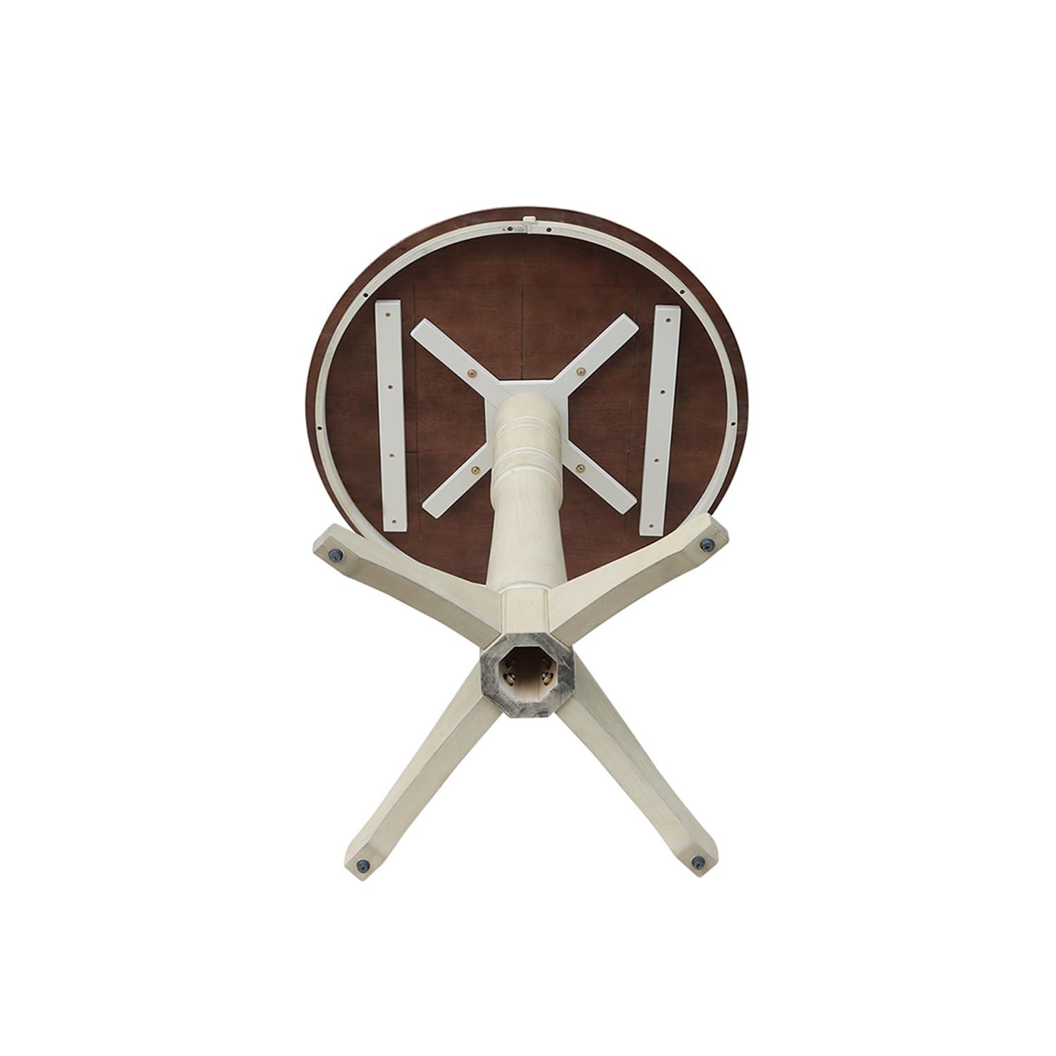 30" Round Pedestal Bar Height Table - Almond/Espresso