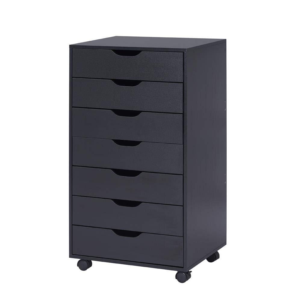 Drawer Dresser, Tall Dressers for bedroom, Kids dresser with drawers, Small Dresser for Closet, Makeup dresser Black 7 Drawer