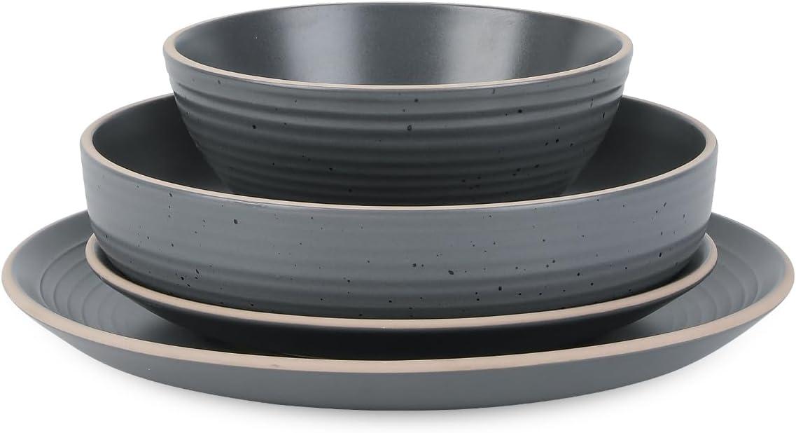 Charcoal Ceramic 16-Piece Dinnerware Set, Service for 4