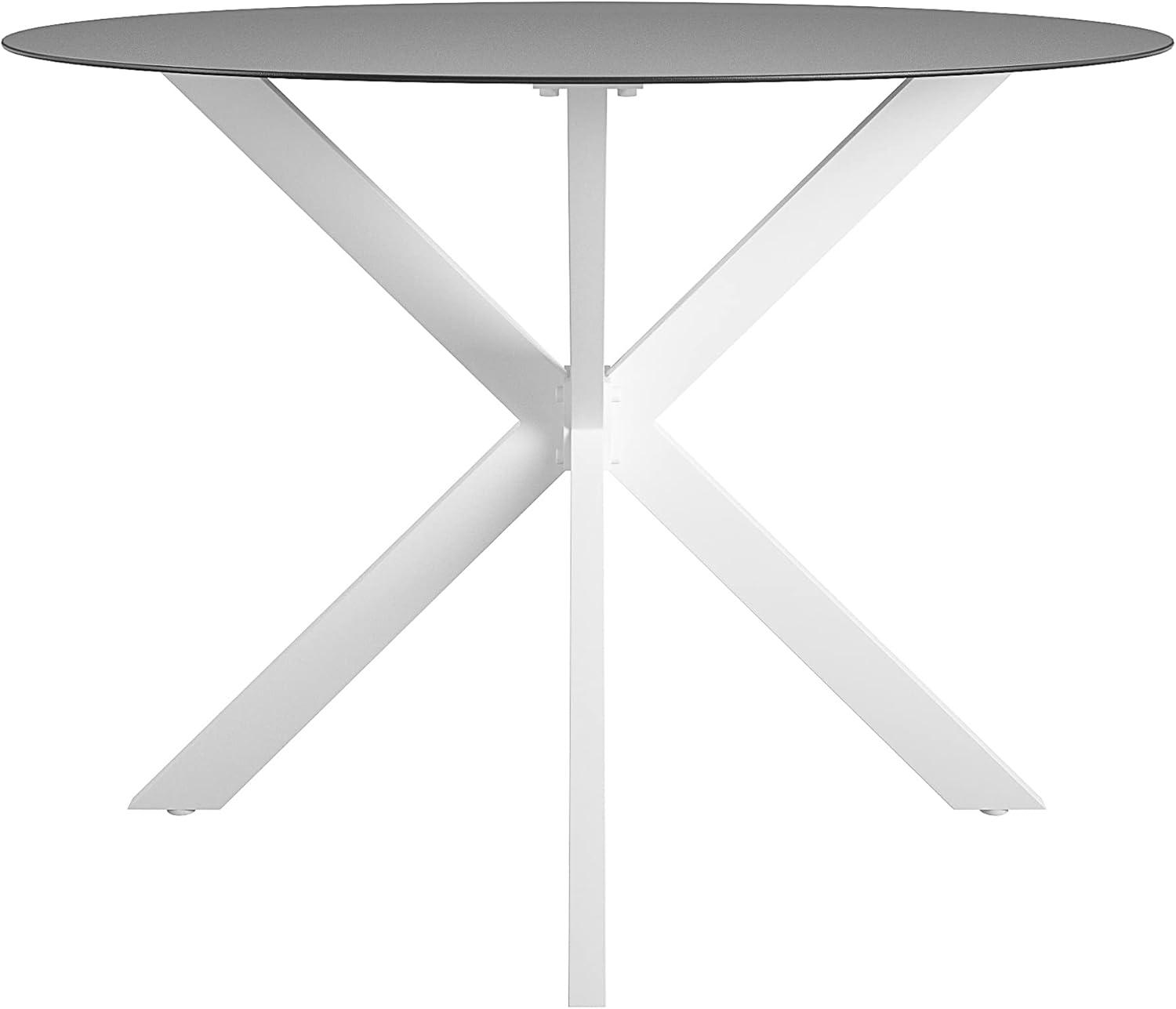 White and Black Round Glass Top Dining Table