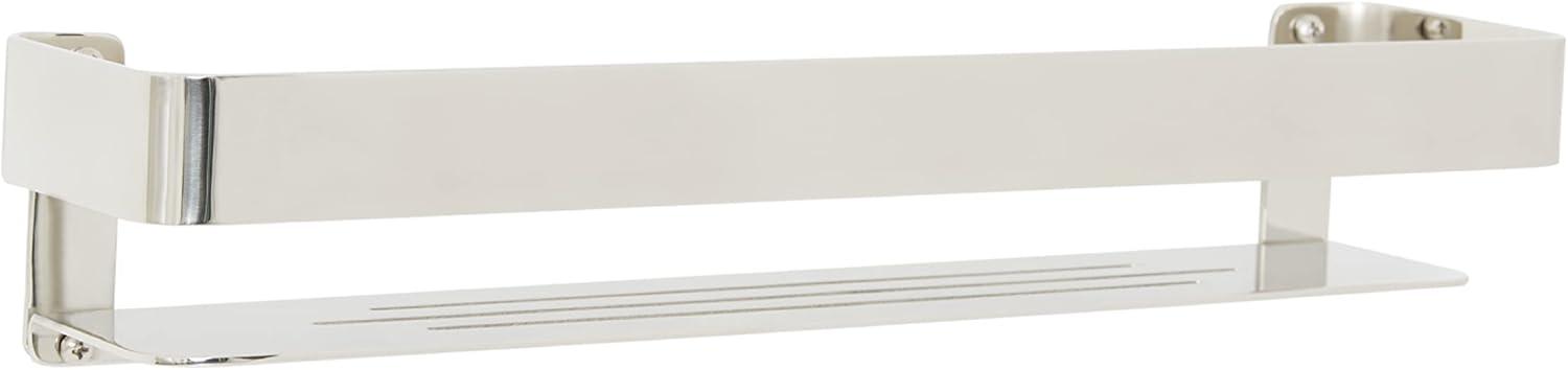 Floating Rectangular Shower Shelf with Rail in a Satin Finish