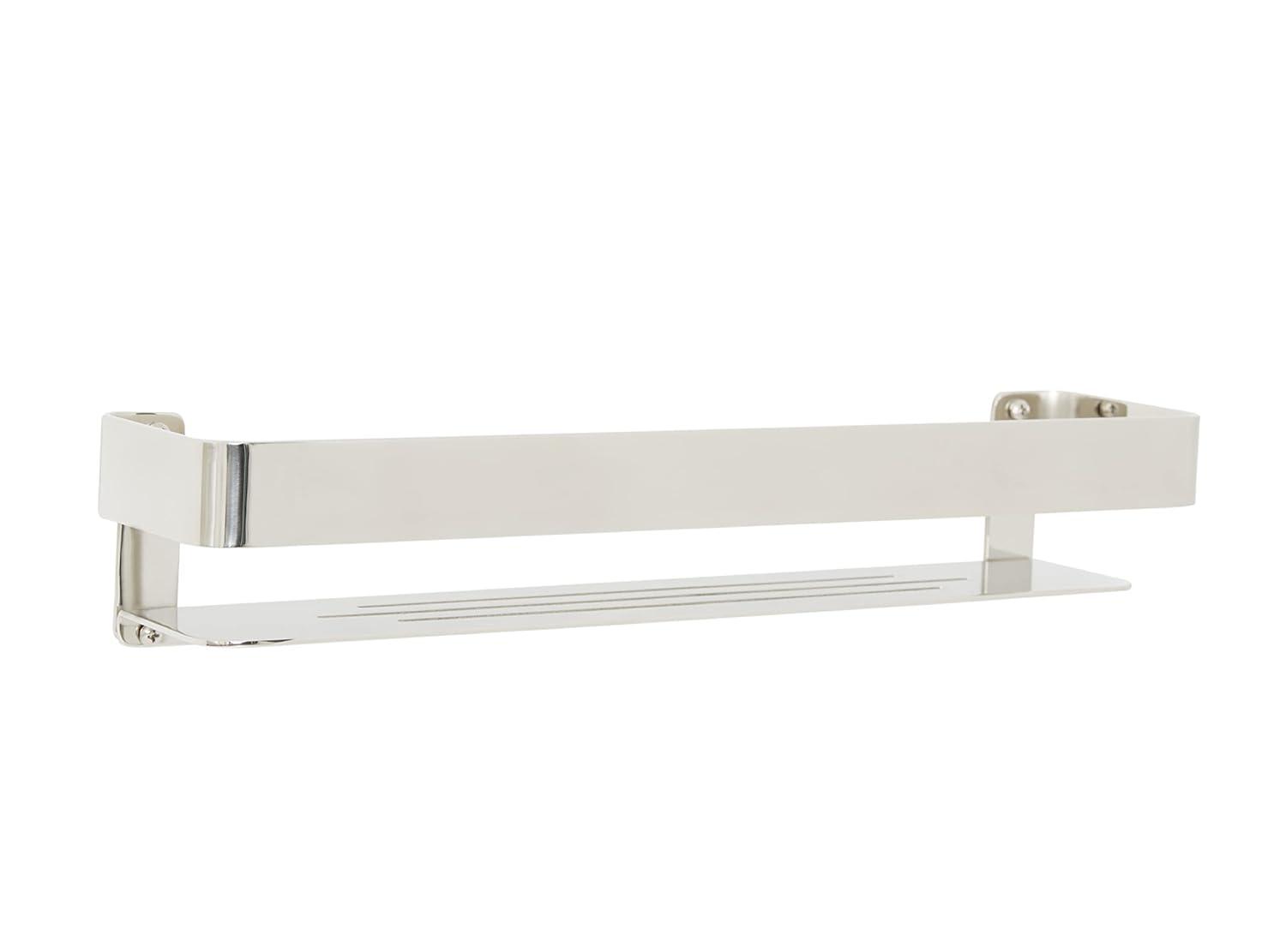 Floating Rectangular Shower Shelf with Rail in a Satin Finish