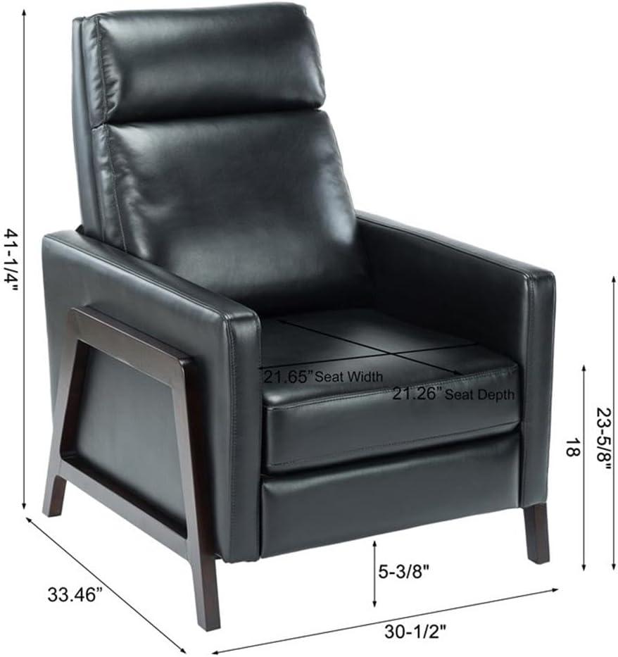 Comfort Pointe Maxton Press-Back Recliner Caramel: Mid-Century Modern, Faux Leather, High Back, Pocketed Coil Seating