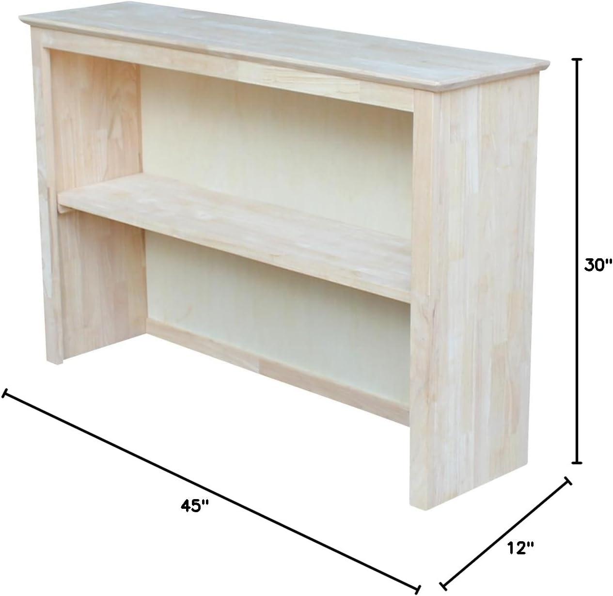 Hutch For Brooklyn Desk Unfinished - International Concepts: Hardwood, Fixed Shelf, 45"x30"