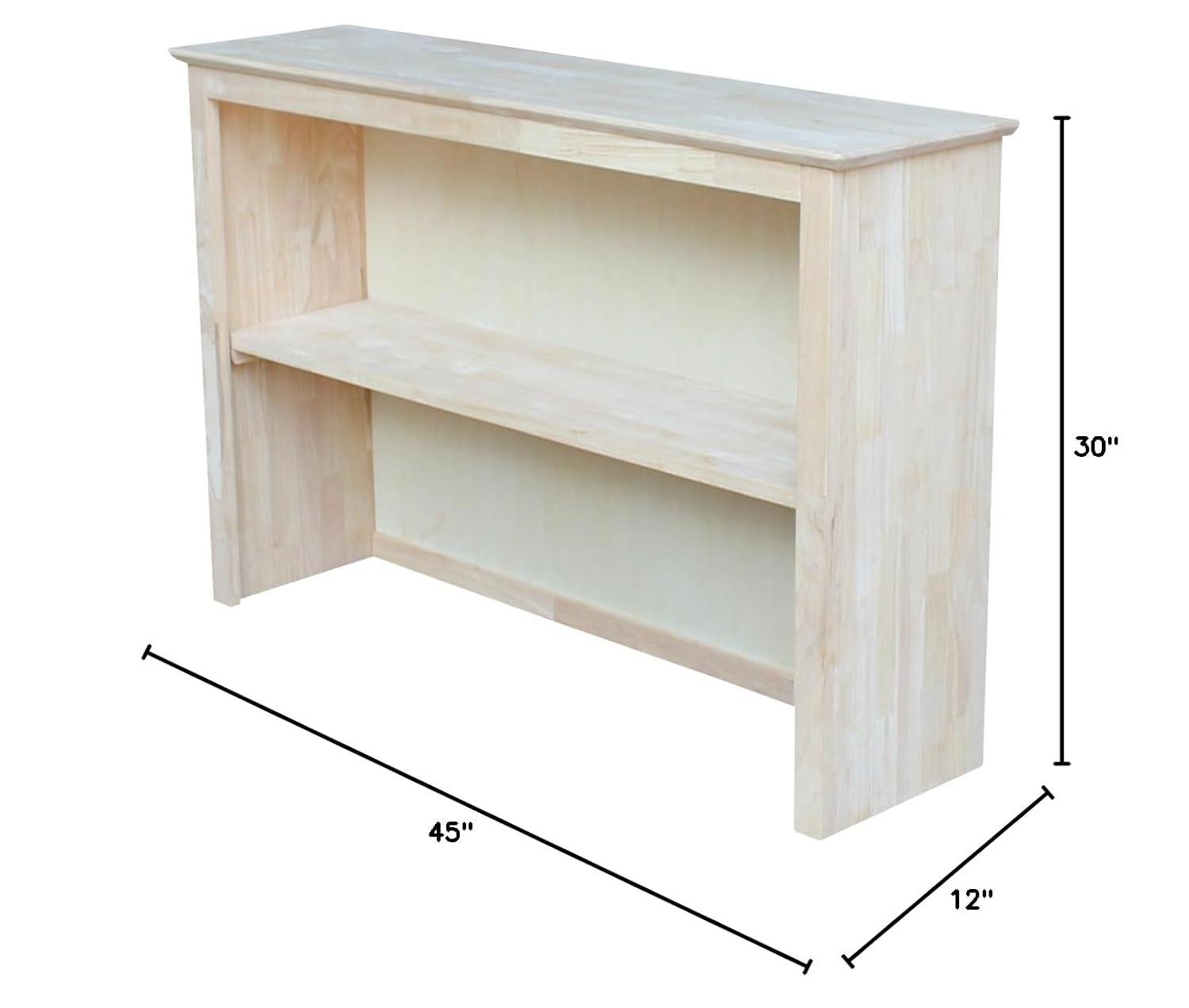 Hutch For Brooklyn Desk Unfinished - International Concepts: Hardwood, Fixed Shelf, 45"x30"
