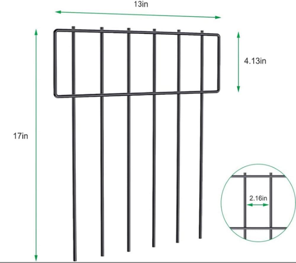 10 Pack Garden Fencing Animal Barrier, 10.8ft(L) X 17in(H) No Dig Fence Panels, 1.25in Spike Spacing Rustproof Dog Digging Fence Barrier, Dogs Rabbits Blocker Fence for Outdoor Yard