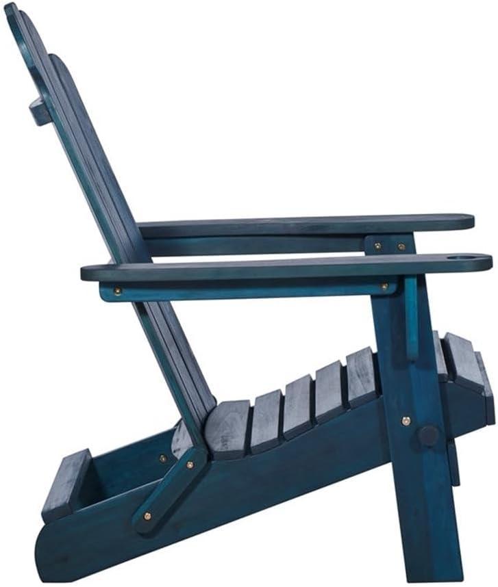 Navy Blue Solid Acacia Wood Outdoor Adirondack Chair