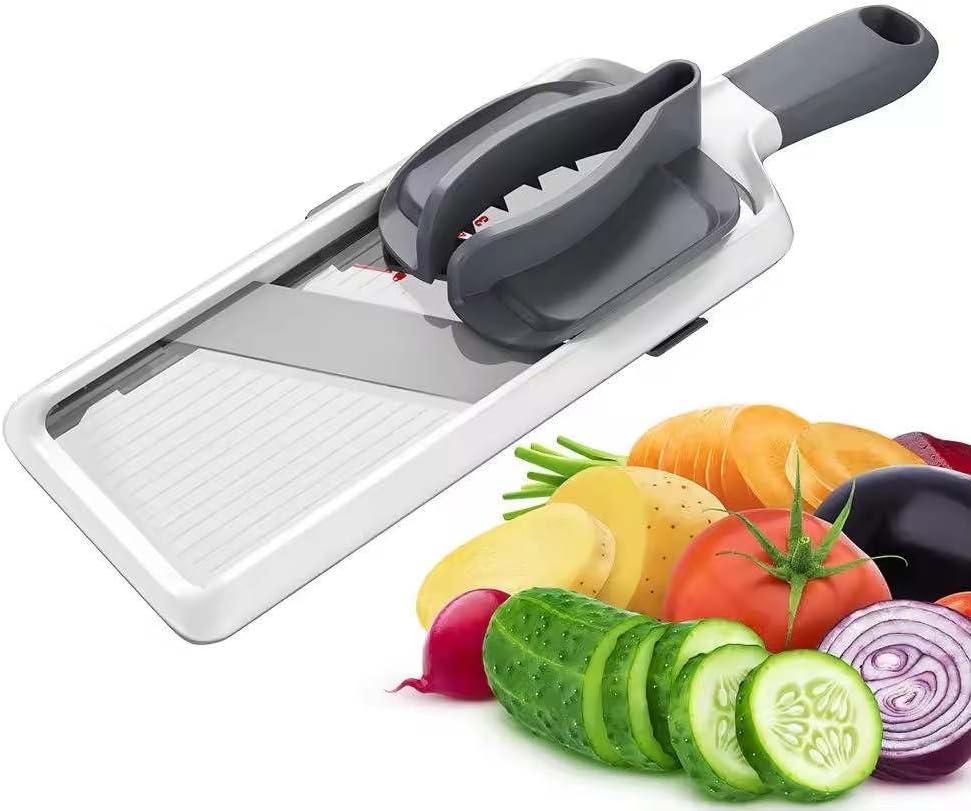 Versatile Handheld Mandoline Slicer - Adjustable Stainless Steel Blade, Ergonomic Grip, Enhanced Safety, Easy to Clean, Perfect for Quick and Precise Slicing of Fruits & Vegetables