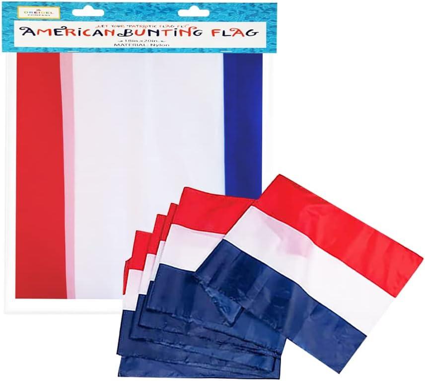 Red White and Blue Nylon Patriotic Bunting 18" x 20 Ft