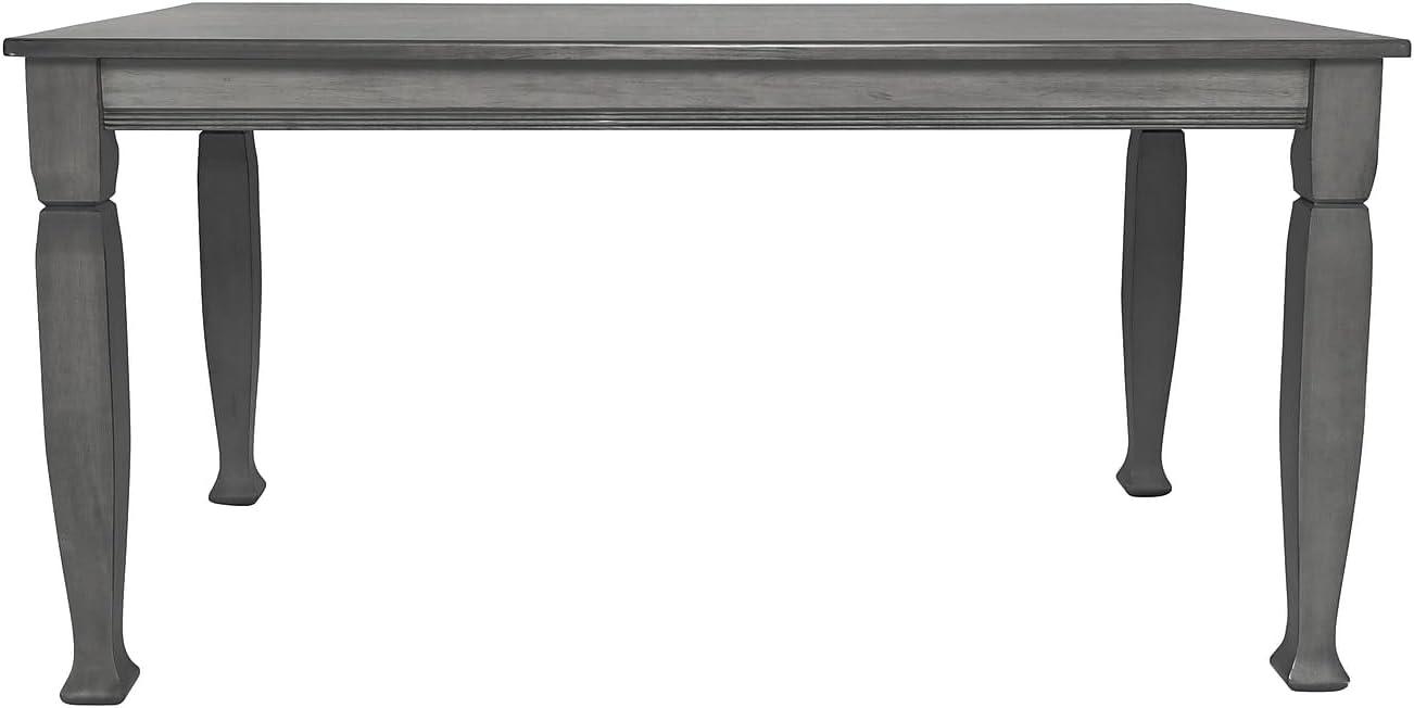 Flash Furniture Grace 60" Solid Wood Dining Table with Turned Wooden Legs, Commercial Grade Heavy Duty Rectangle Wood Table for 6, Antique Gray Finish