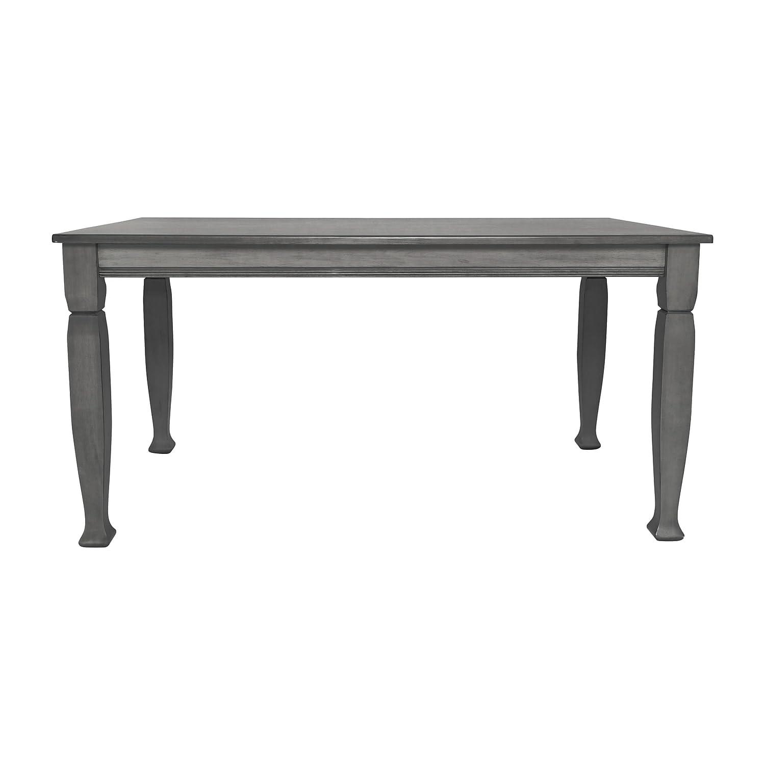 Flash Furniture Grace 60" Solid Wood Dining Table with Turned Wooden Legs, Commercial Grade Heavy Duty Rectangle Wood Table for 6, Antique Gray Finish