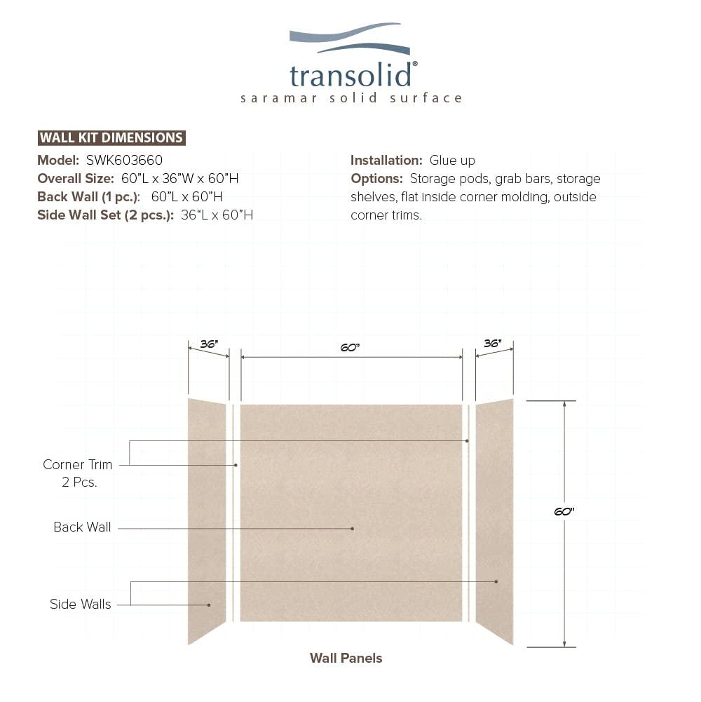 Transolid SaraMar W 36'' D H Glue Up Solid Surface Wall