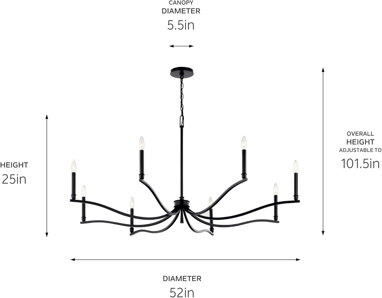 Kichler 52697 Malene 8 Light 52" Wide Taper Candle Style Chandelier - Black