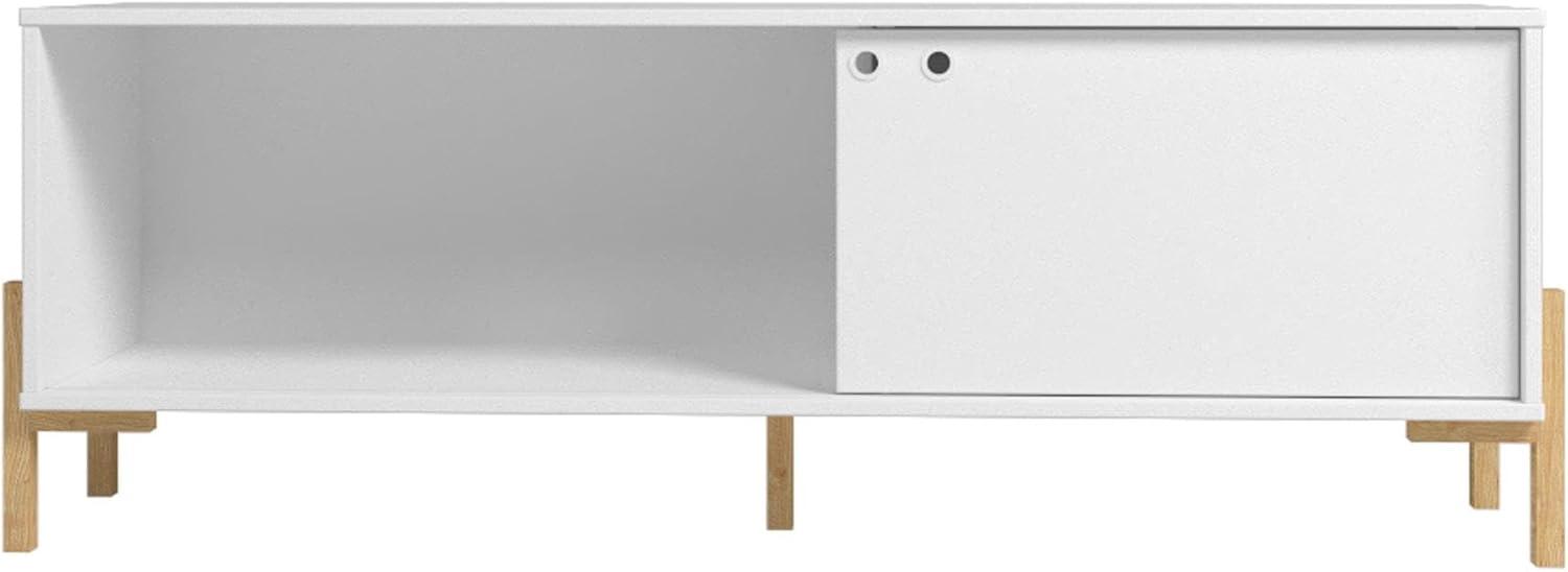 Bowery TV Stand for TVs up to 70" White/Oak - Manhattan Comfort: Mid-Century Design, Cable Management