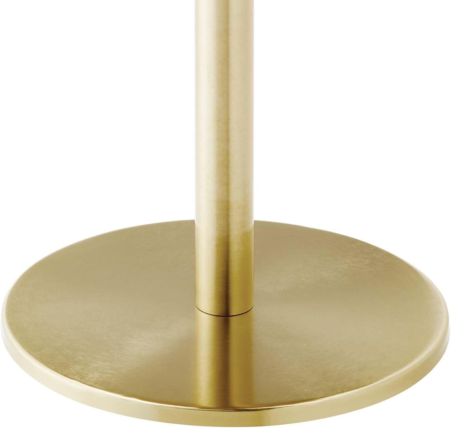 Modway Viva Round Metal & Marble Side Table in Brass and White