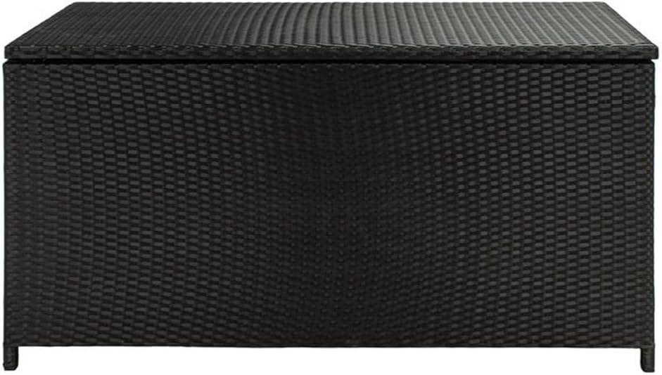 Oliveira Outdoor Cushion Deck Box - Black/White Cushion - Safavieh