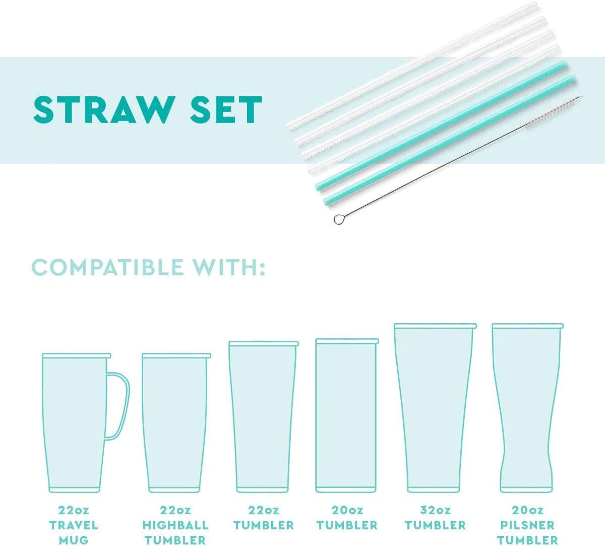 Luxy Leopard and Blush Reusable Straw Set with Cleaning Brush