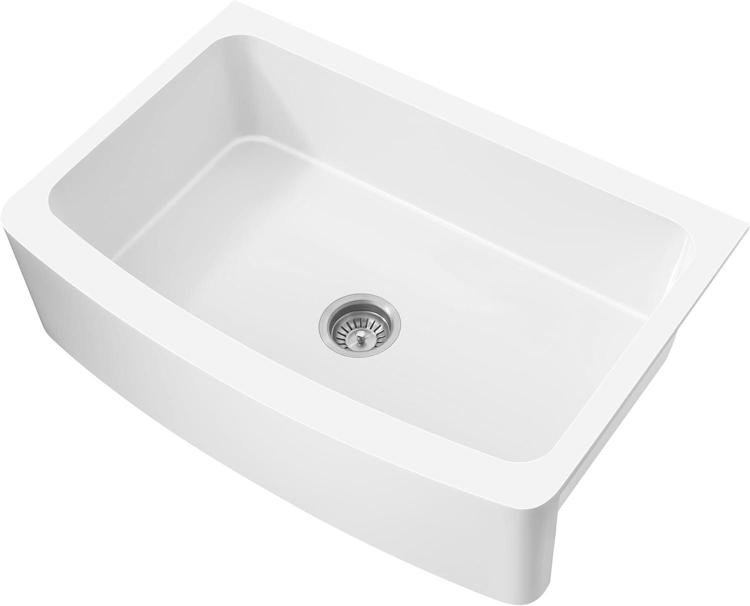 Prisma 36'' L Farmhouse / Apron Single Bowl Solid Surface Kitchen Sink