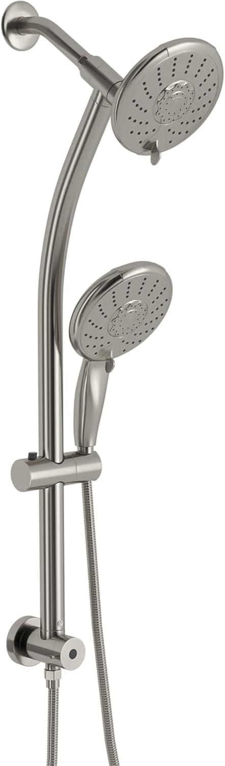 Brushed Nickel Dual Rain Shower Head with Handheld