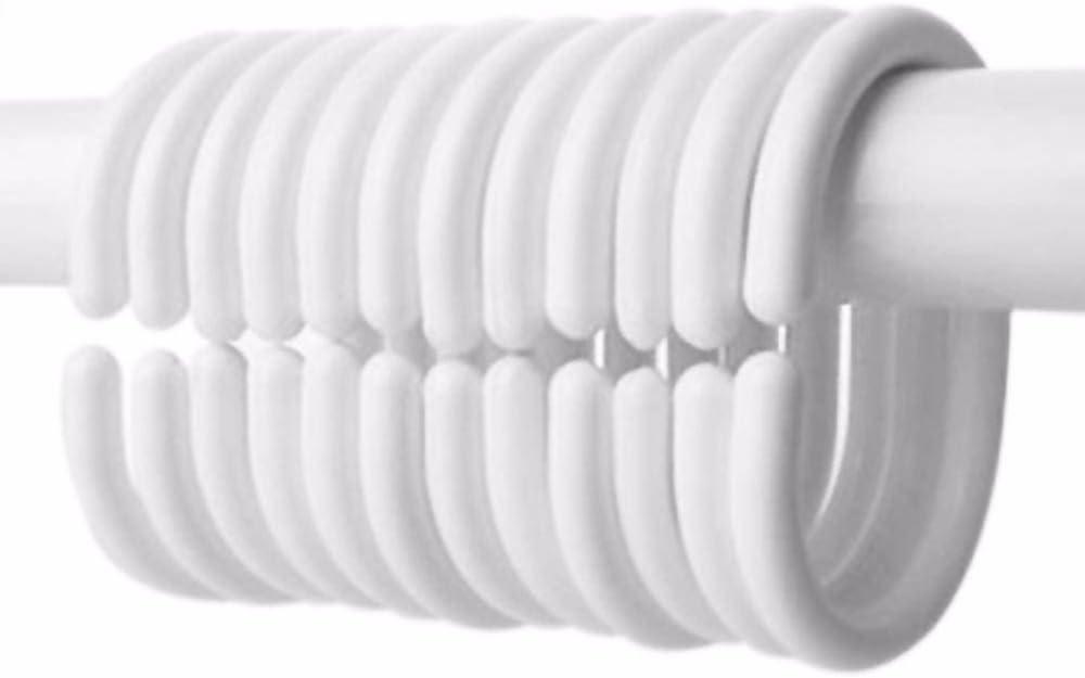 Evideco Solid Plastic Shower Curtain Hooks Rings (Set of 12)