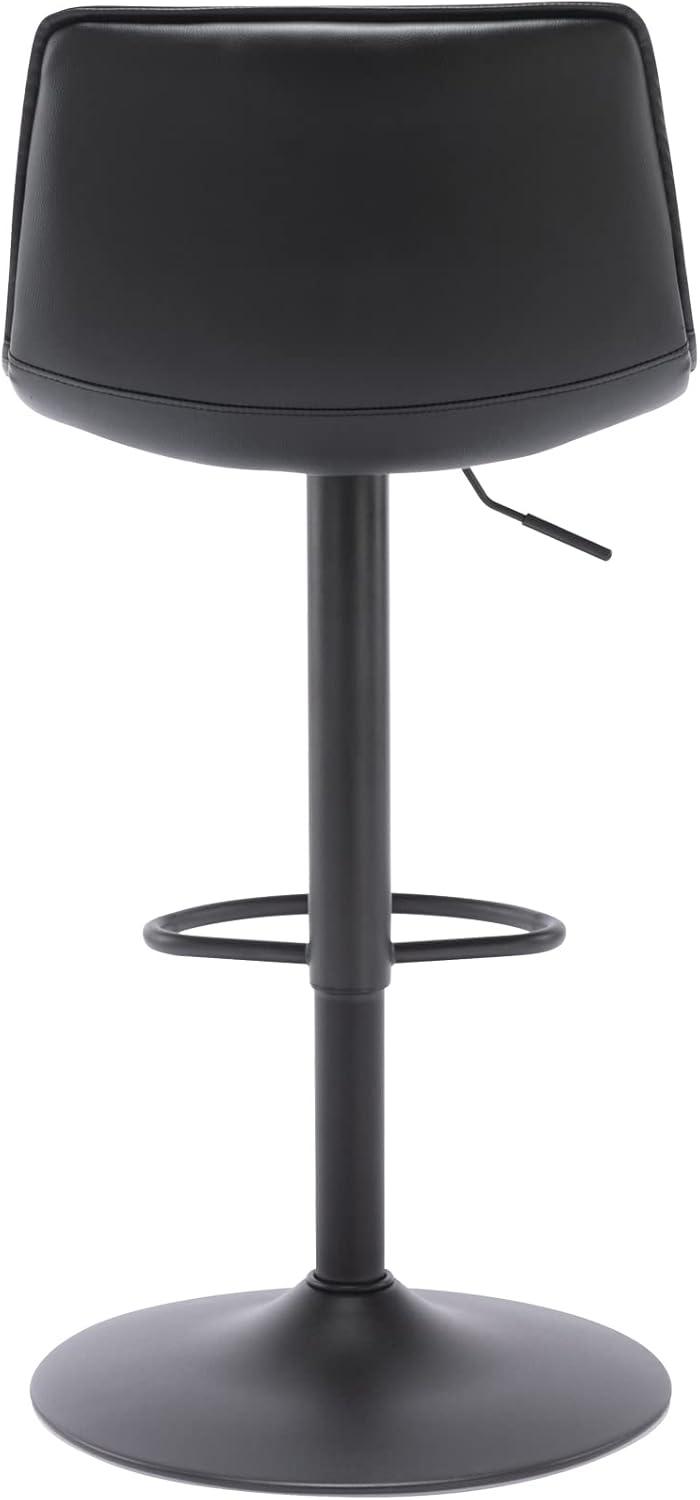 Black Adjustable Swivel Faux Leather Bar Stools, Set of 2