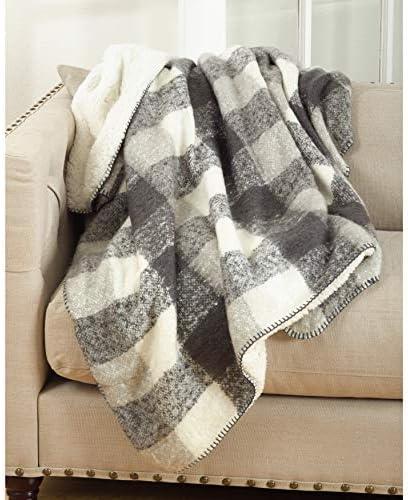 50"x60" Faux Mohair Design Faux Shearling Throw Blanket Gray - Saro Lifestyle