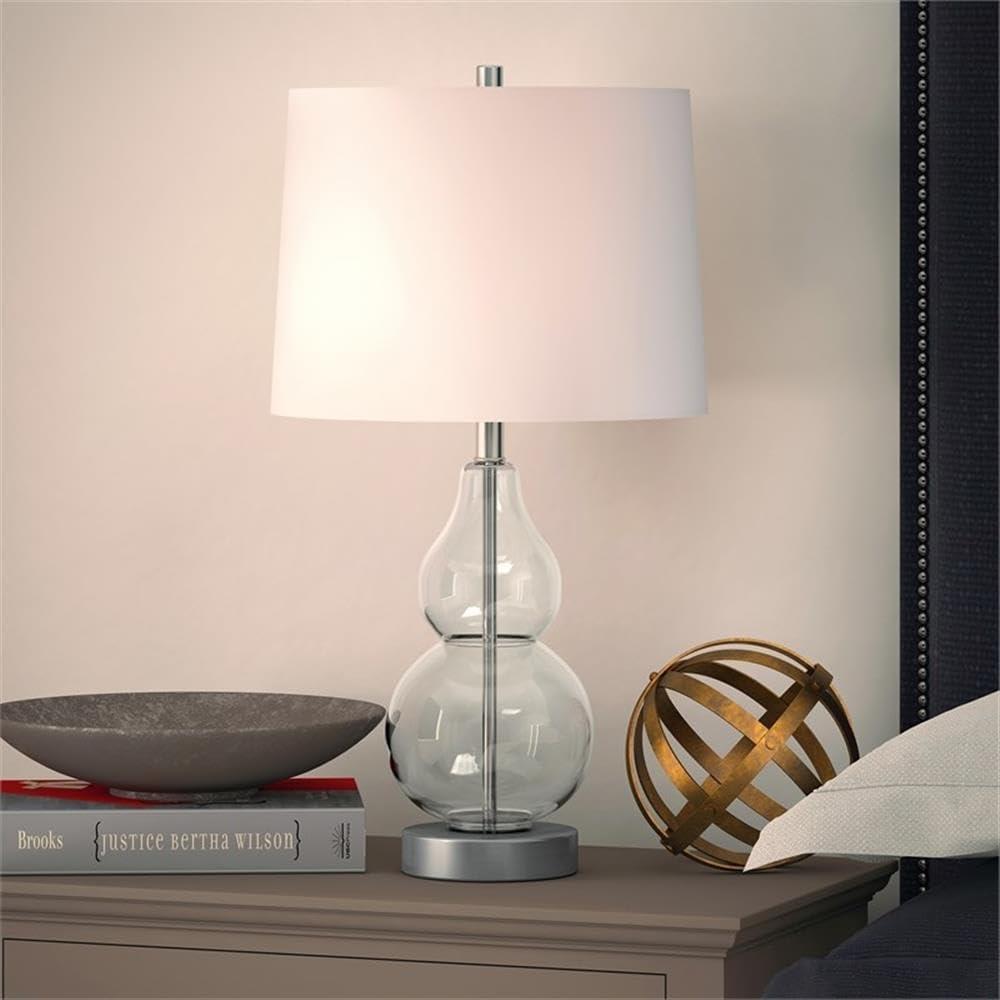 Evelyn&Zoe 21" Table Lamp with White Drum Linen Shade