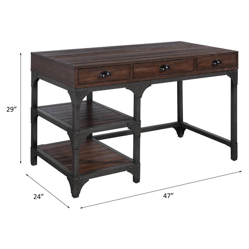 ACME Gorden Writing Desk in Espresso Oak and Antique Black