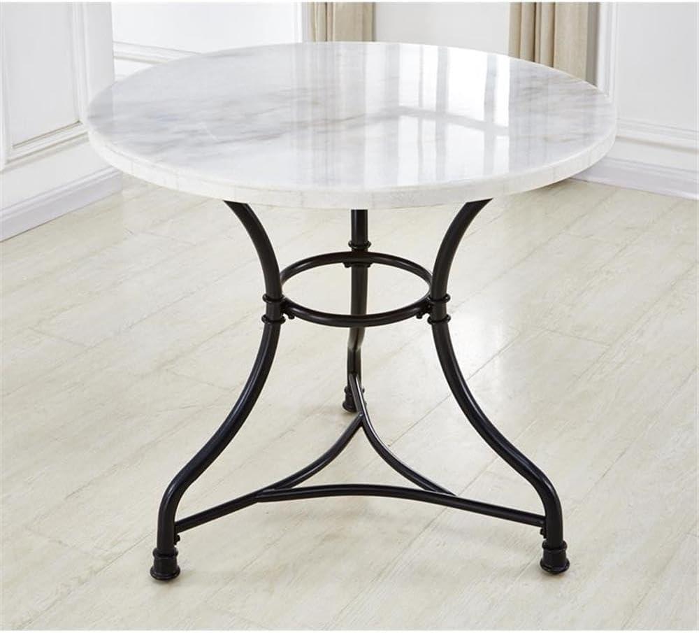 Claire Round Cafe Table White/Black - Steve Silver Co.: 34" Iron Base, Marble Top, Seats 2