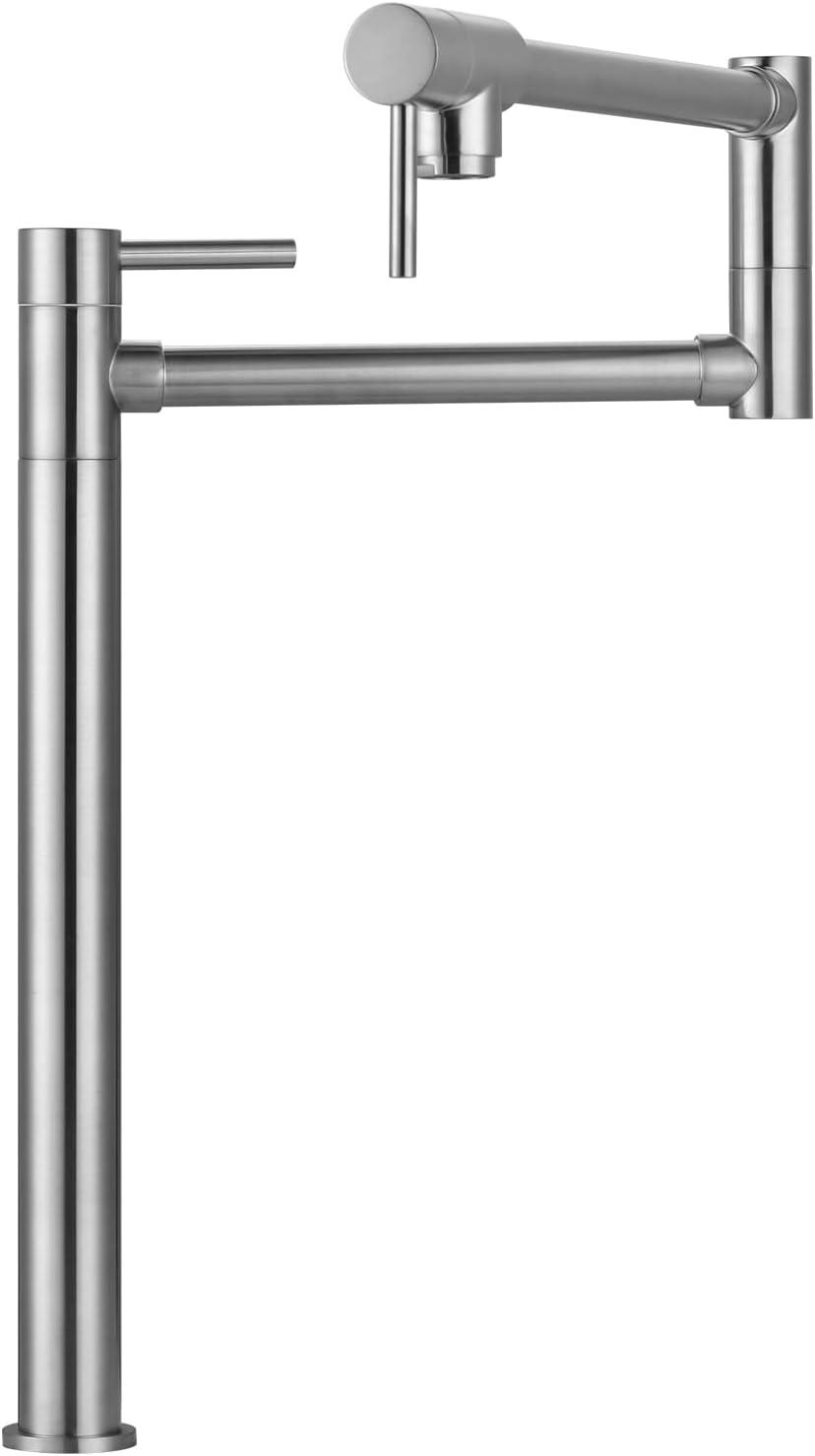 Wowow Pot Filler Faucet Deck Mount Stove Faucet, Solid Brass Pot Filler Brushed Nickel Kitchen Folding Faucet