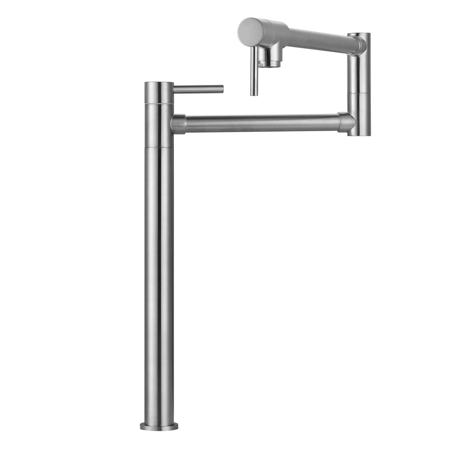 Wowow Pot Filler Faucet Deck Mount Stove Faucet, Solid Brass Pot Filler Brushed Nickel Kitchen Folding Faucet