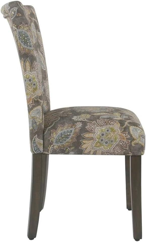 HomePop Parsons Classic Upholstered Accent Dining Chair, Set of 2, Multicolor Gray Floral