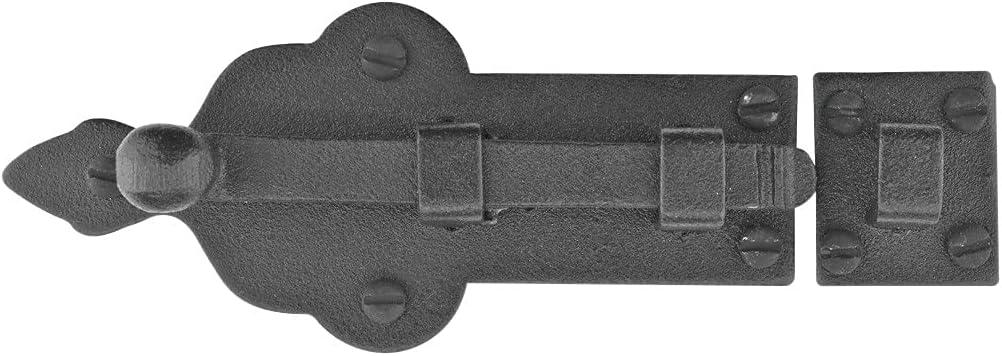 Black Slide Bolt Door Latch 3.75"L Rust Resistant Wrought Iron